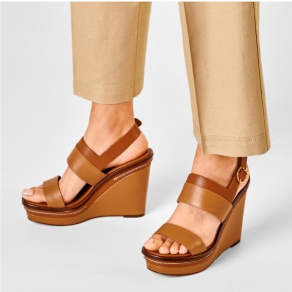 Tory Burch Selby Two Toned Wedge Sandals 9.5 - Picture 1 of 9